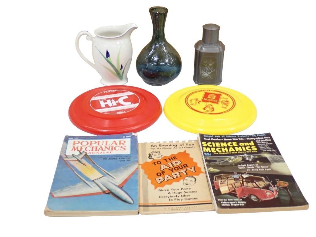 Misc. Lot including Vintage Hi-C, Hostess Frisbees, Pitcher, Vases, Popular Mechanics, Party Game Bo (1 of 12)