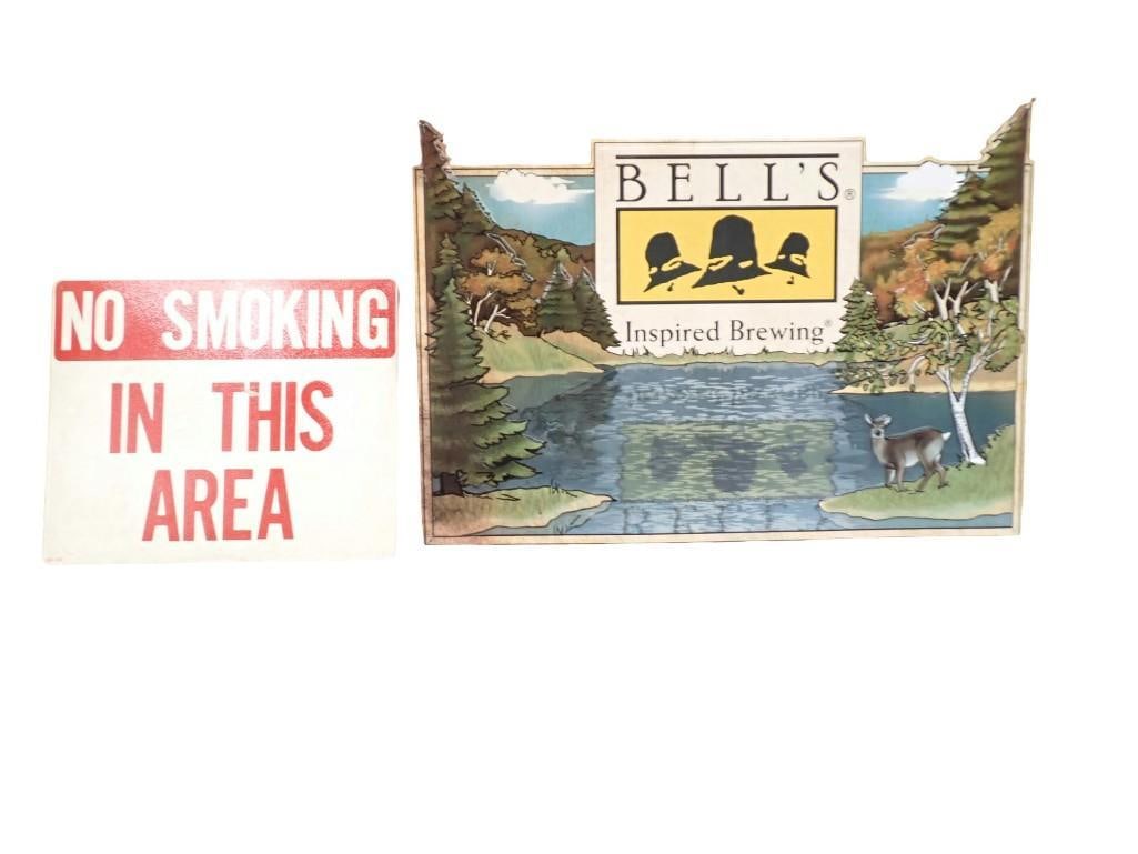 No Smoking in this Area Sign, Kalamazoo Bell's Brewing Beer Sign (1 of 5)