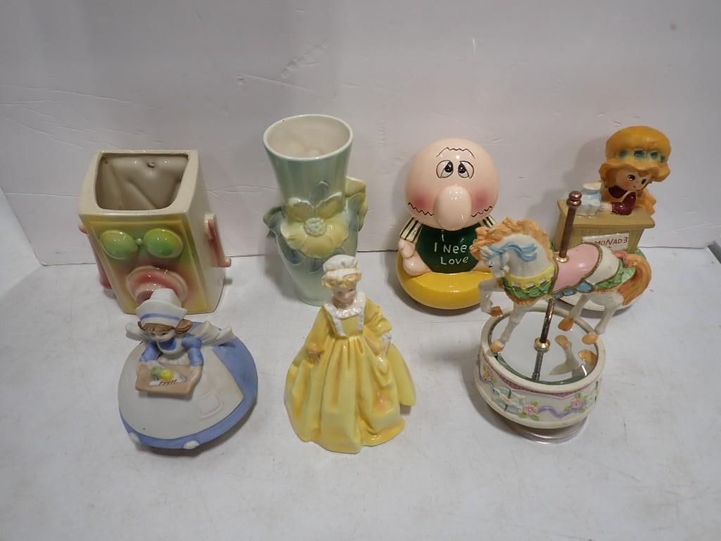 Ceramic / Porcelain Collectibles Including Telephone, Royal Copley, Russ Berrie, Albert E Prince, Ro (1 of 15)