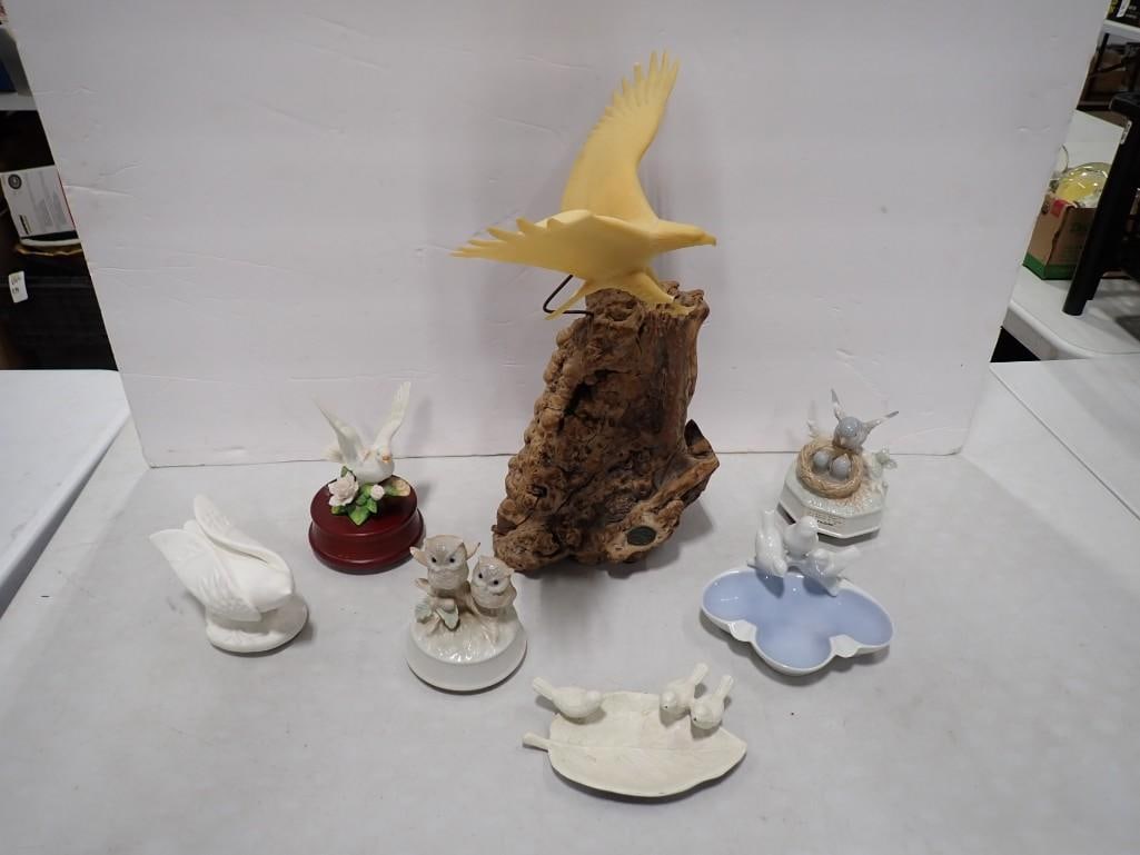 Bird Figurine Lot including John Perry Style Eagle, Porcelain, Music Boxes, etc. (1 of 18)