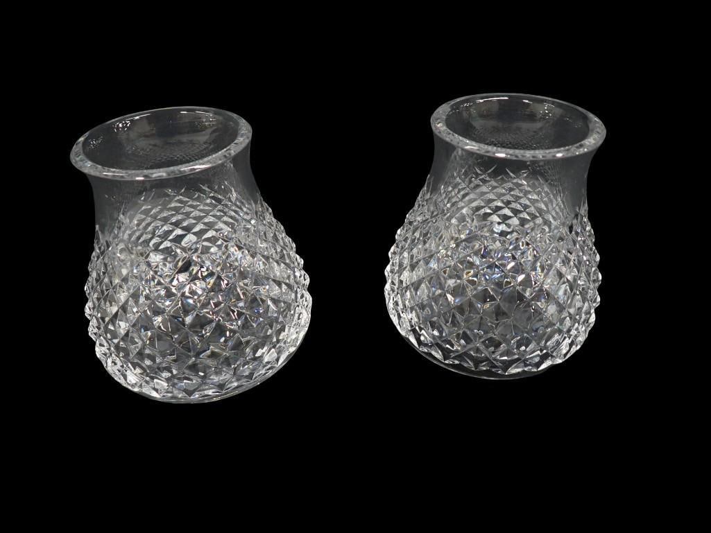 Pair of Waterford Crystal Alana pattern hurricane lamp shade or votive chimney (1 of 8)