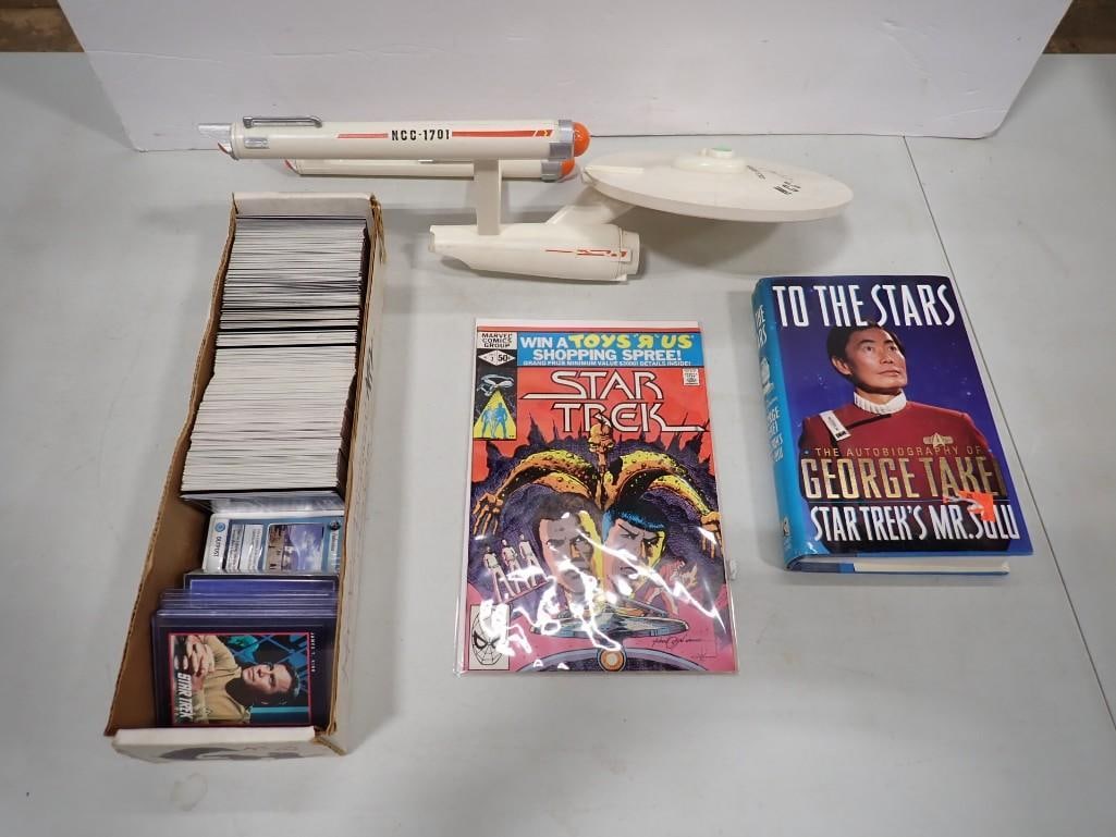 Star Trek Lot including Trading Cards, George Takei Book, Comic Book, NCC-1701 Enterprise (1 of 13)