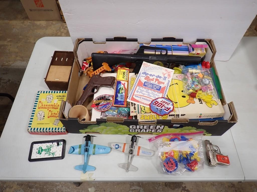 Vintage Toy Lot including Guns, Airplanes, Puzzle, Gliders, Paddington Bear, Flintstones, Walt Disne (1 of 12)