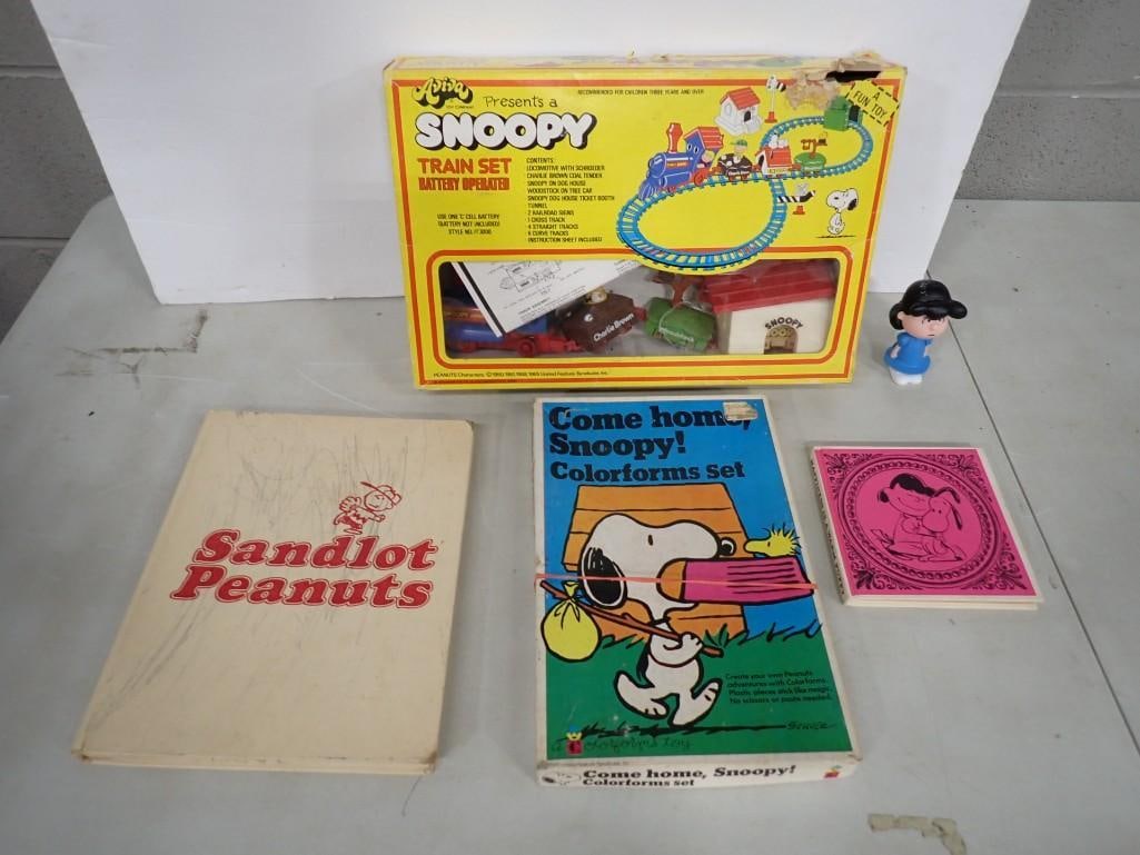 Peanuts / Snoopy Lot including Aviva Train Set, Colorforms Set, Lucy Figure, Sandlot Peanuts, etc (1 of 11)