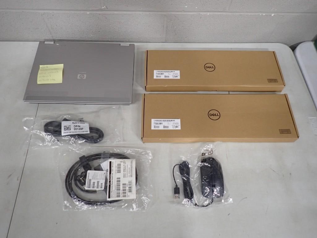 HP Elite Book Laptop Computer with Windows 7, Microsoft Office - tested and works, but no power cord: HP Elite Book Laptop Computer with Windows 7, Microsoft Office - tested and works, but no power cord. Also included are two Dell keyboards and a mouse All pictures are considered part of the des