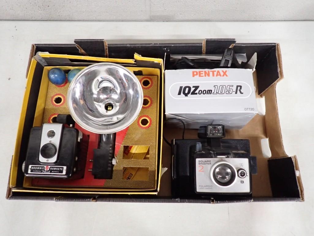 Vintage Camera and Accessories Lot including Polaroid Square Shooter 2, Kodak Brownie Hawkeye (1 of 9)