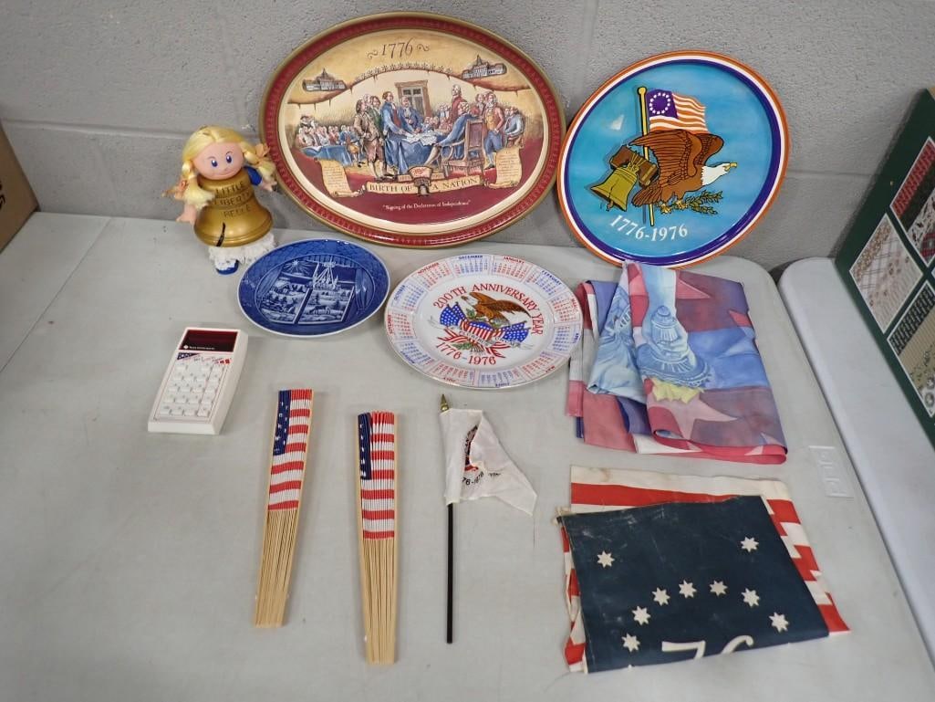 Vintage US Bicentennial Lot including Texas Instruments Calculator, Plates, Little Liberty Belle Fig (1 of 13)