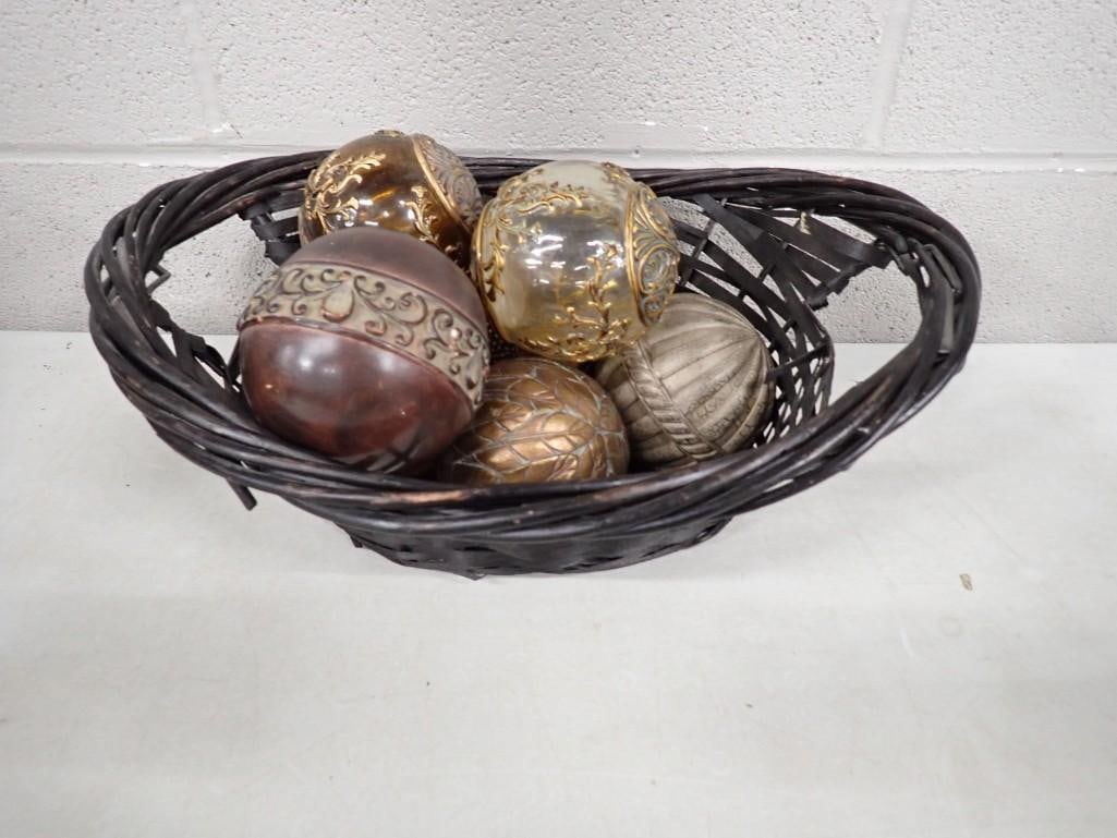 Wicker Basket full of Decorative Orb Balls (1 of 6)