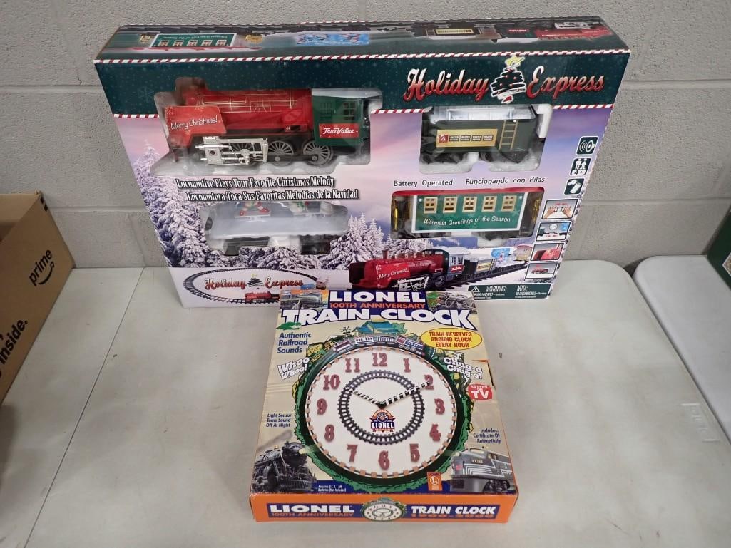 Train Lot including Holiday Express Train Set and Lionel 100th Anniversary Wall Clock (1 of 12)