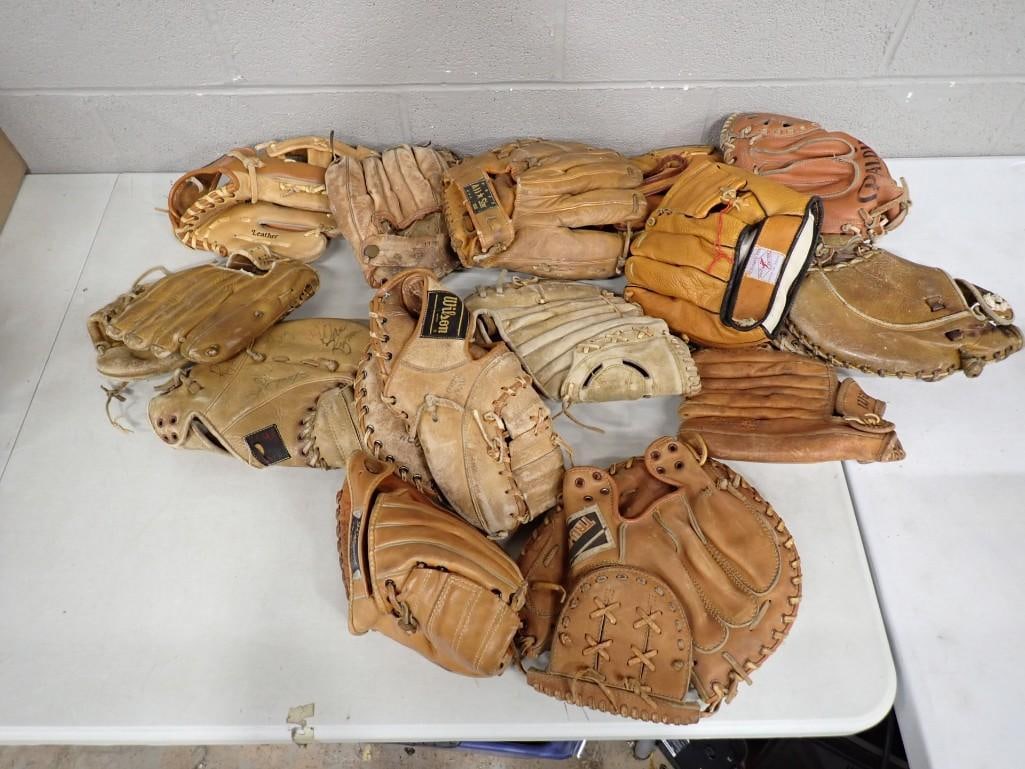 Lot of Baseball Gloves / Mitts including Wilson, Vintage, Spalding, Catchers, etc. (1 of 11)