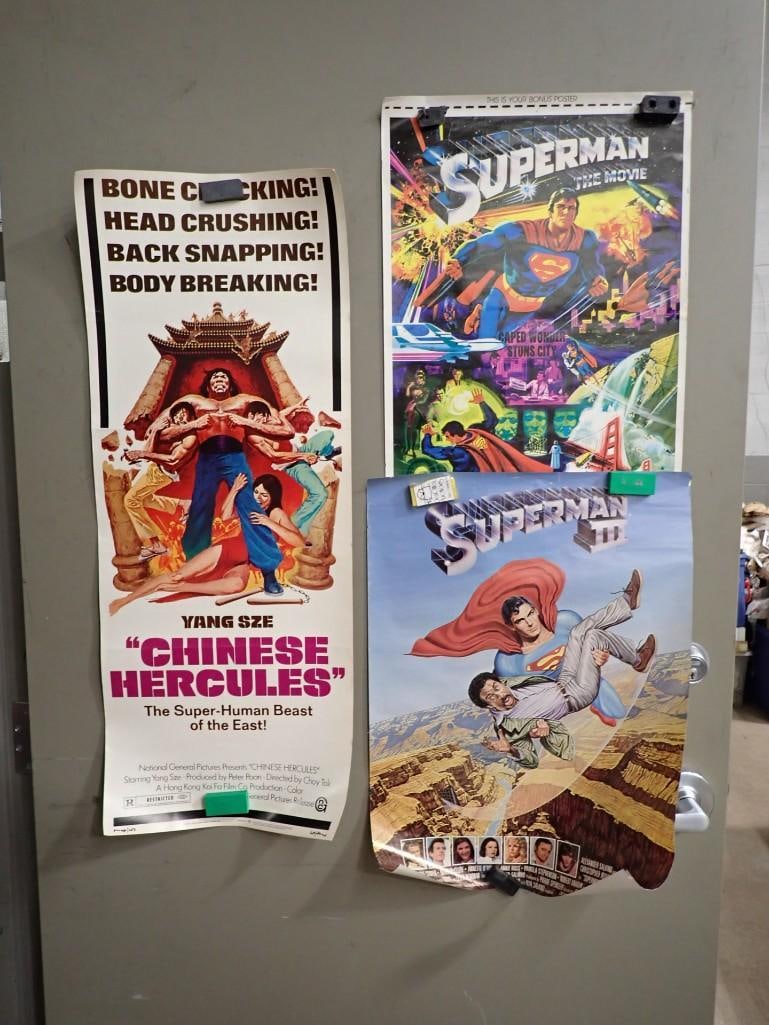 3 Vintage Movie Posters - 1978 Superman, 1983 Superman III, 1973 Yang Sze "Chinese Hercules" (1 of 7)