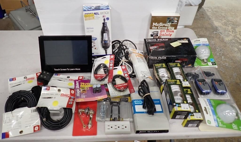 Hardware, Electronic, etc. Including Coax Cable, Lightbulbs, Dremel, McGruff the Crime Dog, Twin (1 of 20)