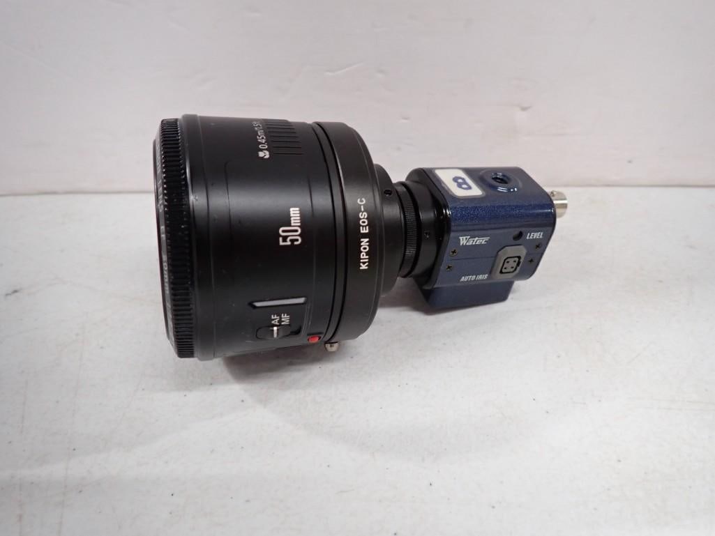 Cannon ES 50 MM 1:1.8 II Lens with Watek Wat-902 Huhimate CCTV Camera (1 of 8)