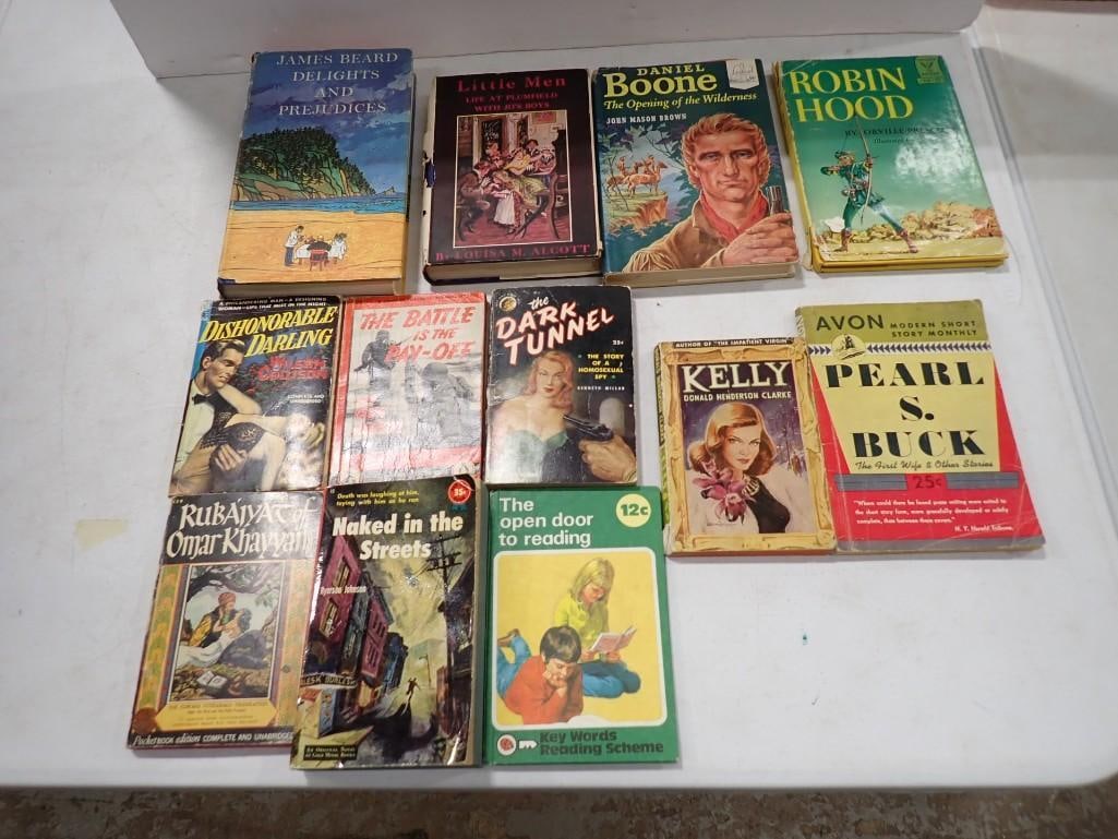 Vintage Book lot including Daniel Boone, Robin Hood, The Dark Tunnel, Pearl S. Buck, etc (1 of 6)