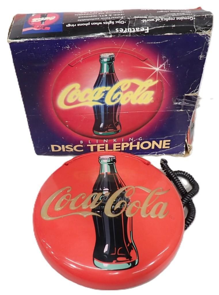Vintage Coca Cola Blinking Disc Telephone with original Box: Vintage Coca Cola Blinking Disc Telephone with original Box All pictures are considered part of the description and should be examined carefully by bidders. Live Auctioneers is now offering Live Shipp