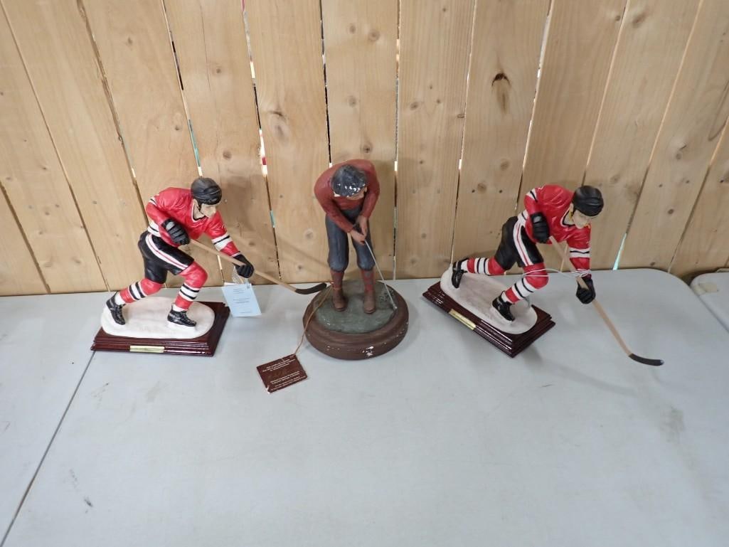 A. Santini Chicago Blackhawks Sculpture Figurines, and a Michael Garman Golf Figurine (1 of 19)