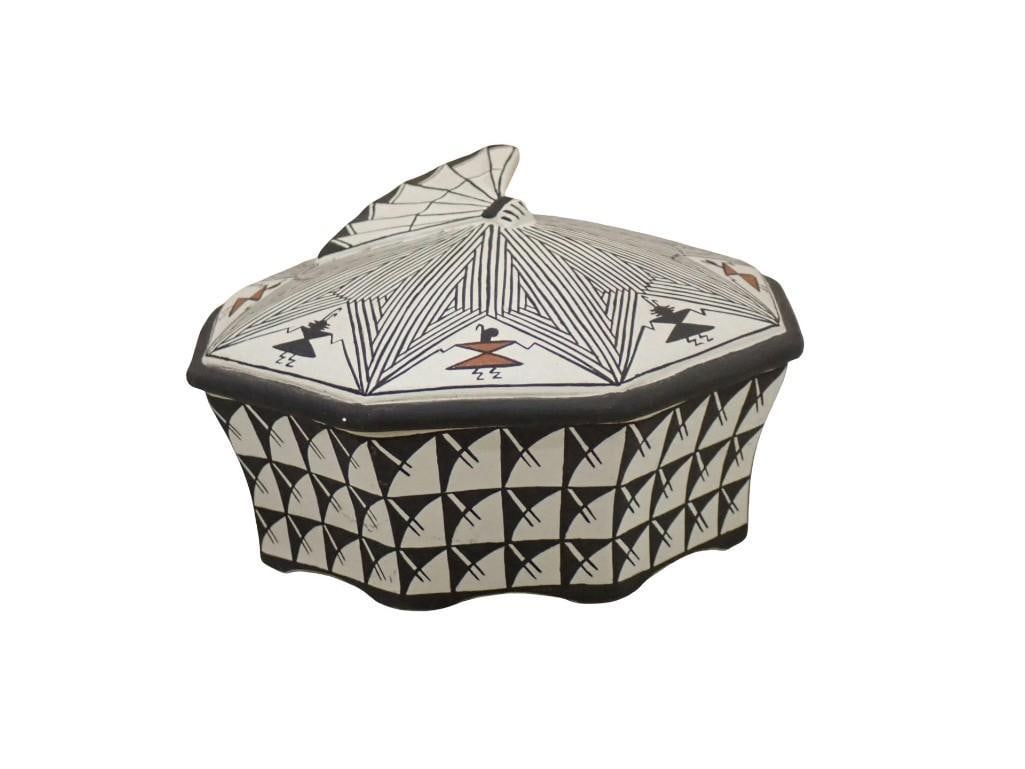 Signed Acoma Pottery Lidded Covered Trinket Box (1 of 6)