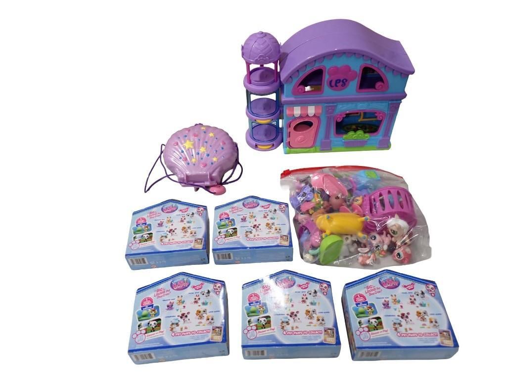 Littlest Pet Shop Lot LPS Toys incl Pets, Seashell Shaped Carrying Case, House, Etc (1 of 10)