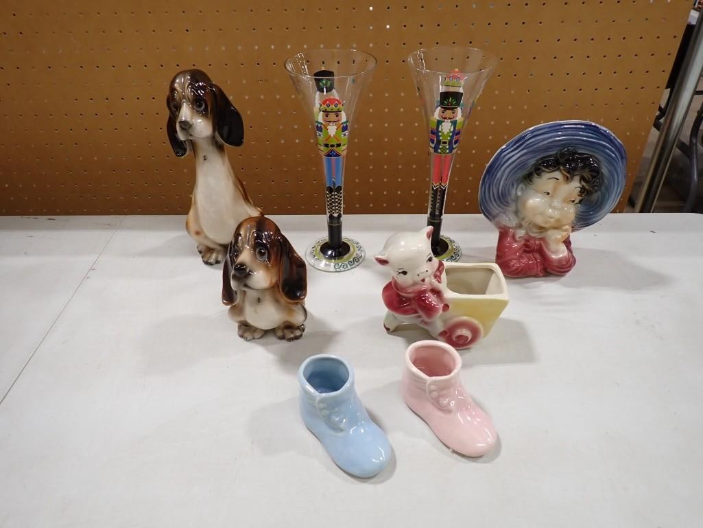 Vintage Collectibles incl Ceramic Dogs, Figural Ceramic Planters, Etc (1 of 20)