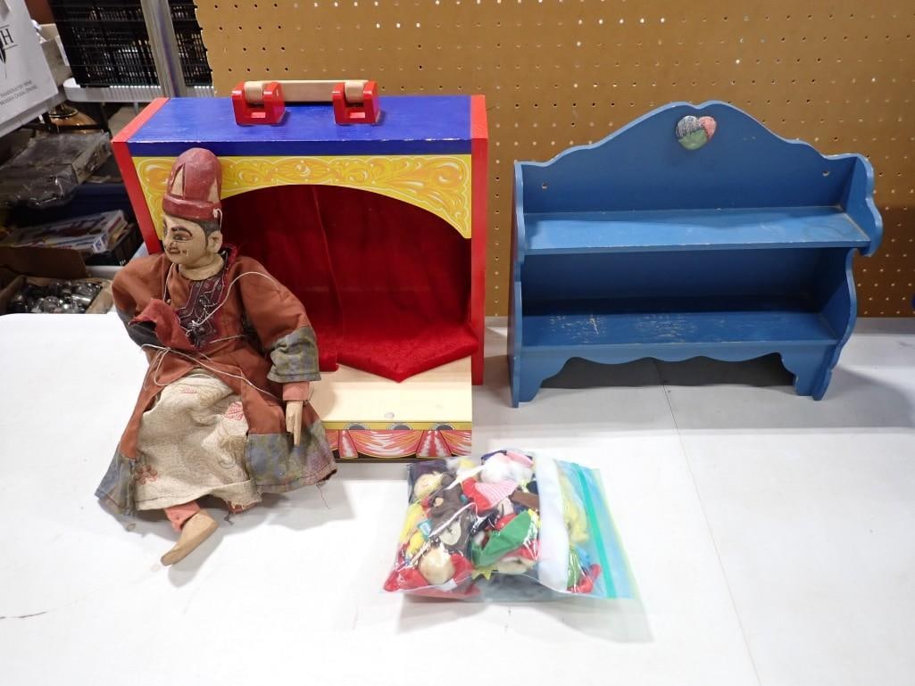Melissa & Doug Fold & Go Theater, Puppets (Fiesta Finger Puppets), Old Wooden Marionette (1 of 9)