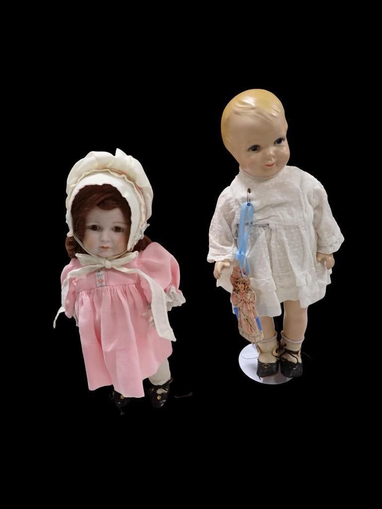2 Dolls incl Antique 1927 Little Sister Grace Corry 14" Compo & Cloth Doll (1 of 11)
