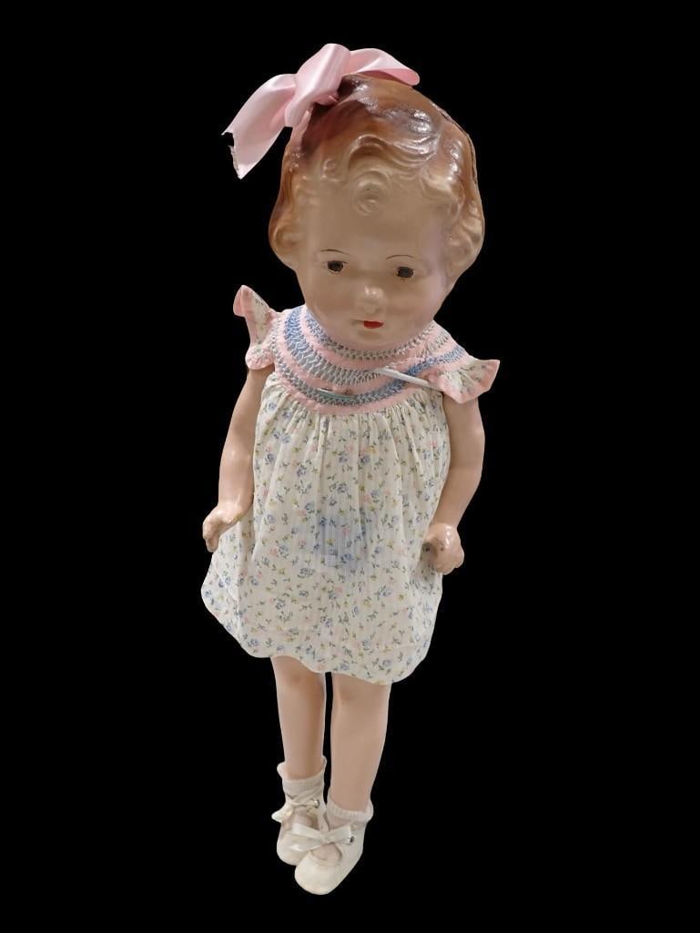 Vtg 20 1/2" Compo Patsy Type Doll Painted Eyes, Molded Hair Cloth Body, Compo Head, Arms, Legs (1 of 11)