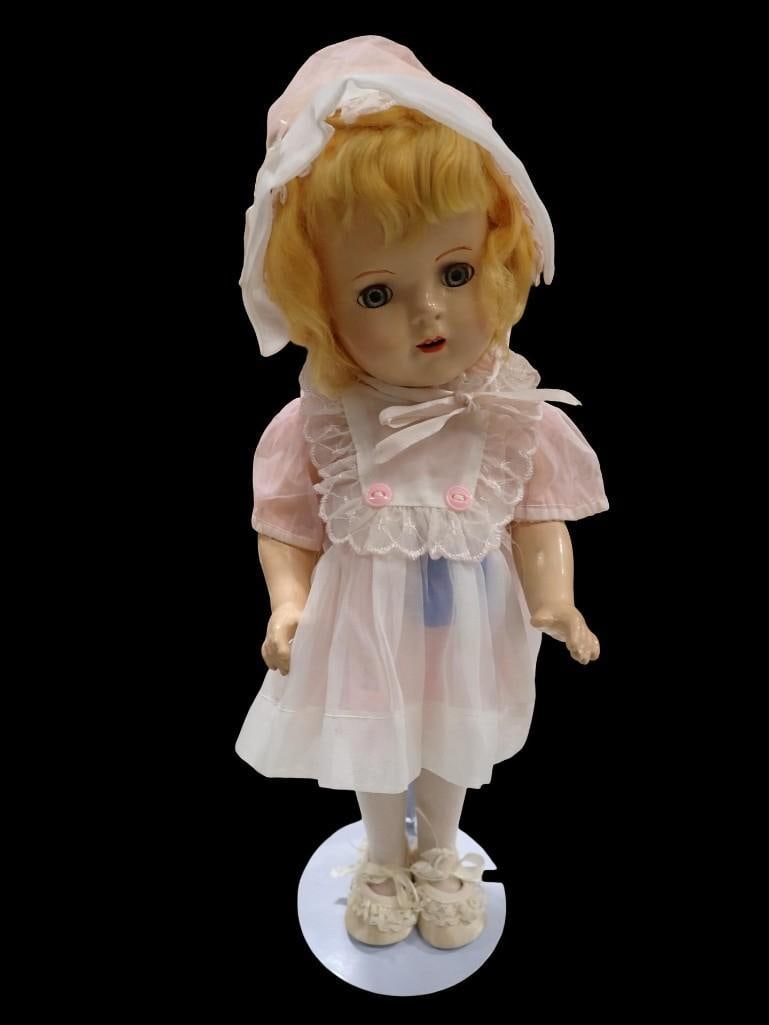 Vtg 1930s Madame Alexander 15" Compo Doll w/ Blonde Mohair Wig, Sleep Eyes, Eyelashes (1 of 8)