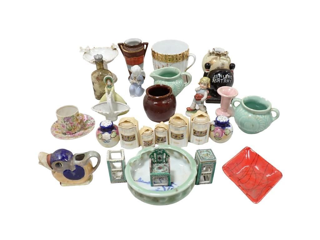 Vintage Smalls including Bowlers Ashtray, Porcelain, Figurines, Spice Jars, Ashtrays, Gold Gilt etc. (1 of 16)