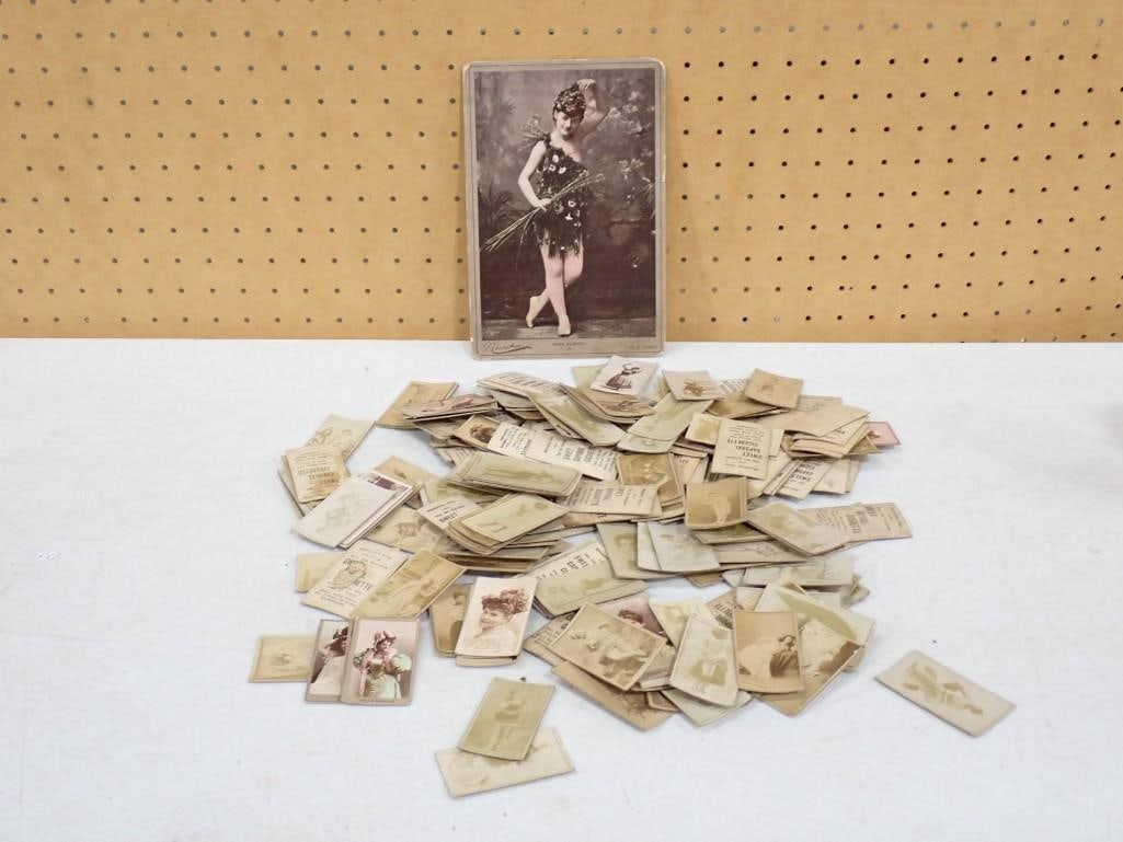 Antique Tobacco Cigarette Trading Cards and Miss Harvey Cabinet Card: Antique Tobacco Cigarette Trading Cards and Miss Harvey Cabinet Card All pictures are considered part of the description and should be examined carefully by bidders. Live Auctioneers is now offering L