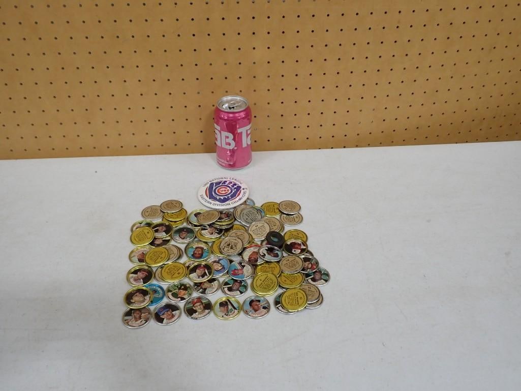 Lot of 1960s Topps Baseball Card Coins, etc.: Lot of 1960s Topps Baseball Card Coins, etc. All pictures are considered part of the description and should be examined carefully by bidders. Live Auctioneers is now offering Live Shipping through the