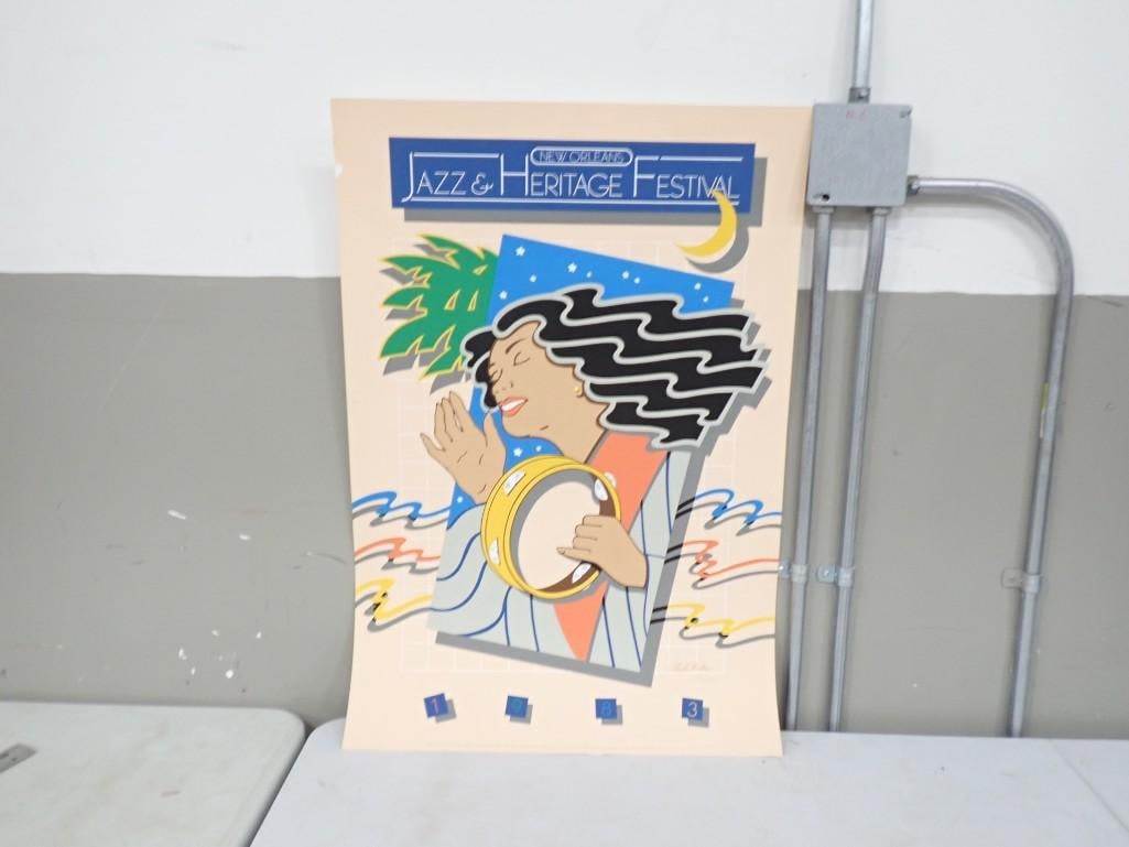 New Orleans Jazz & Heritage Festival Vintage Poster - Measures roughly 24x30": New Orleans Jazz & Heritage Festival Vintage Poster - Measures roughly 24x30" All pictures are considered part of the description and should be examined carefully by bidders. Live Auctioneers 