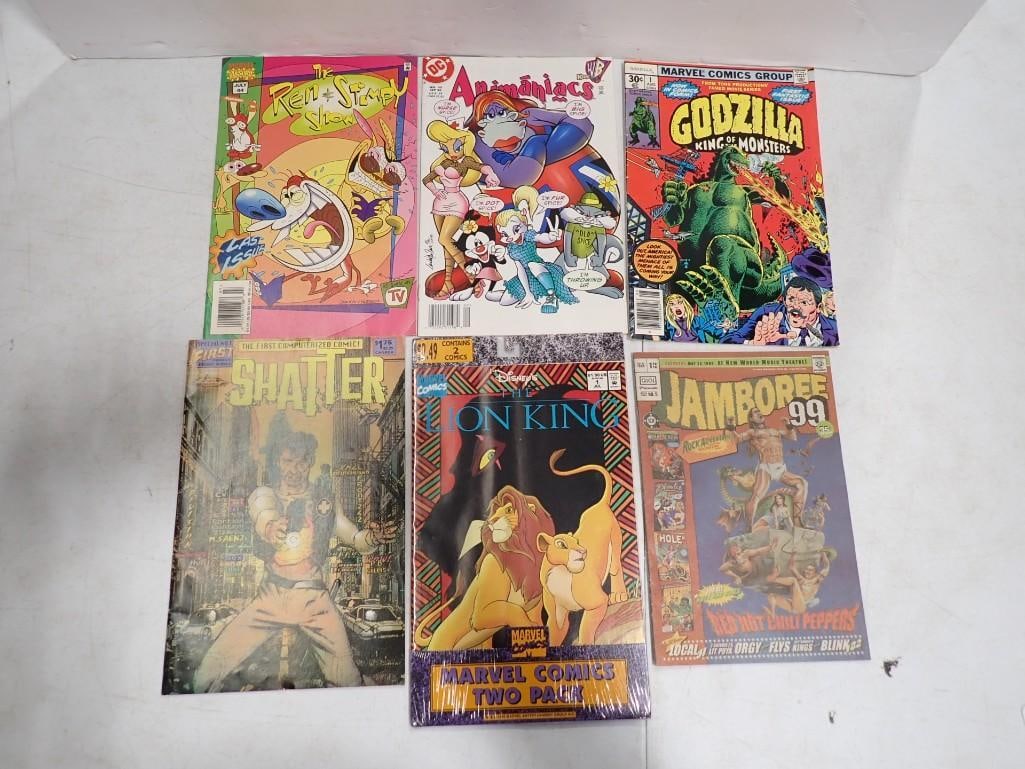 Lot of Comic Books incl Godzilla King of Monsters, The Ren & Stimpy Show, Animaniacs, Shatter, (1 of 12)