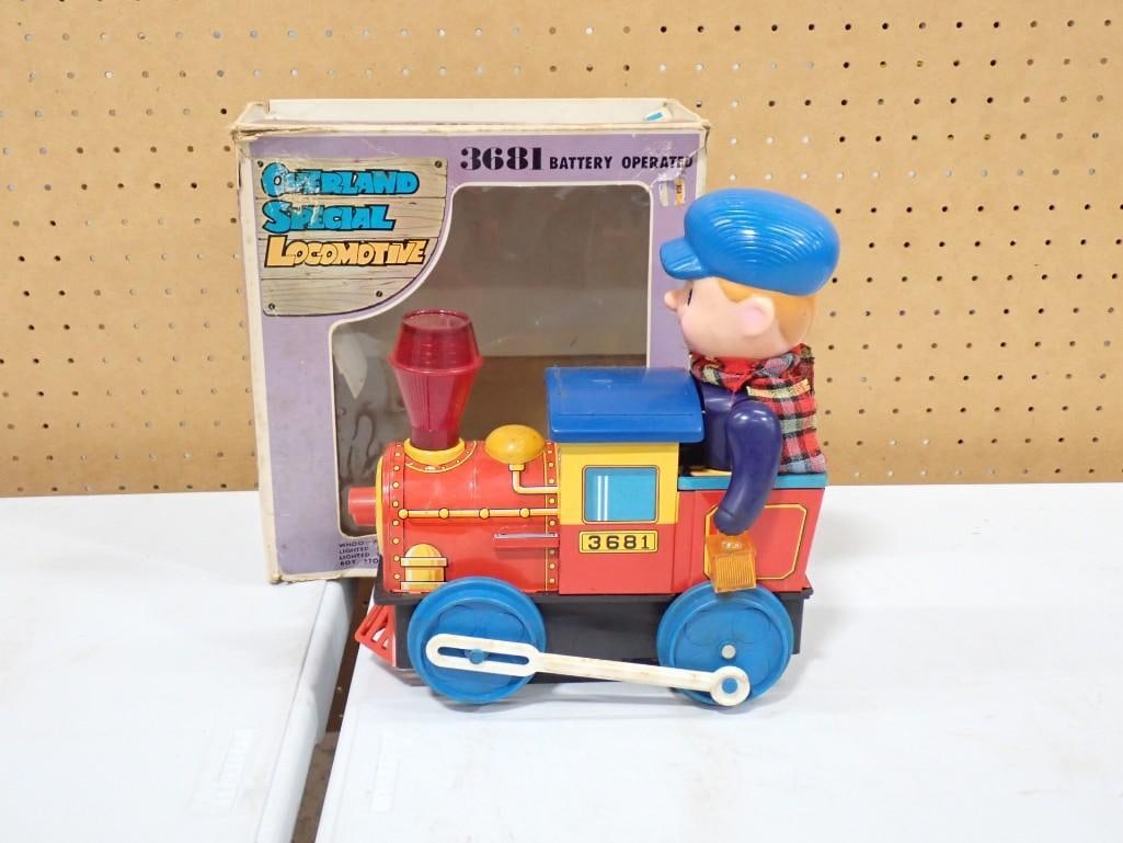 Vintage Overland Special Battery-Operated Locomotive 3681 with original box: Vintage Overland Special Battery-Operated Locomotive 3681 with original box All pictures are considered part of the description and should be examined carefully by bidders. Live Auctioneers is now off