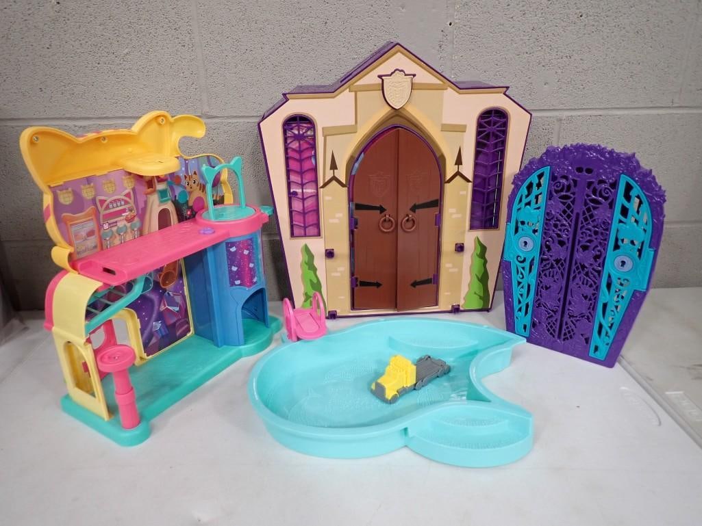 Toy Play Set Lot including Monster High Skulltimate Secrets, Disney Junior Super Kitties Purr n' Pla: Toy Play Set Lot including Monster High Skulltimate Secrets, Disney Junior Super Kitties Purr n' Play Playset All pictures are considered part of the description and should be examined carefully b