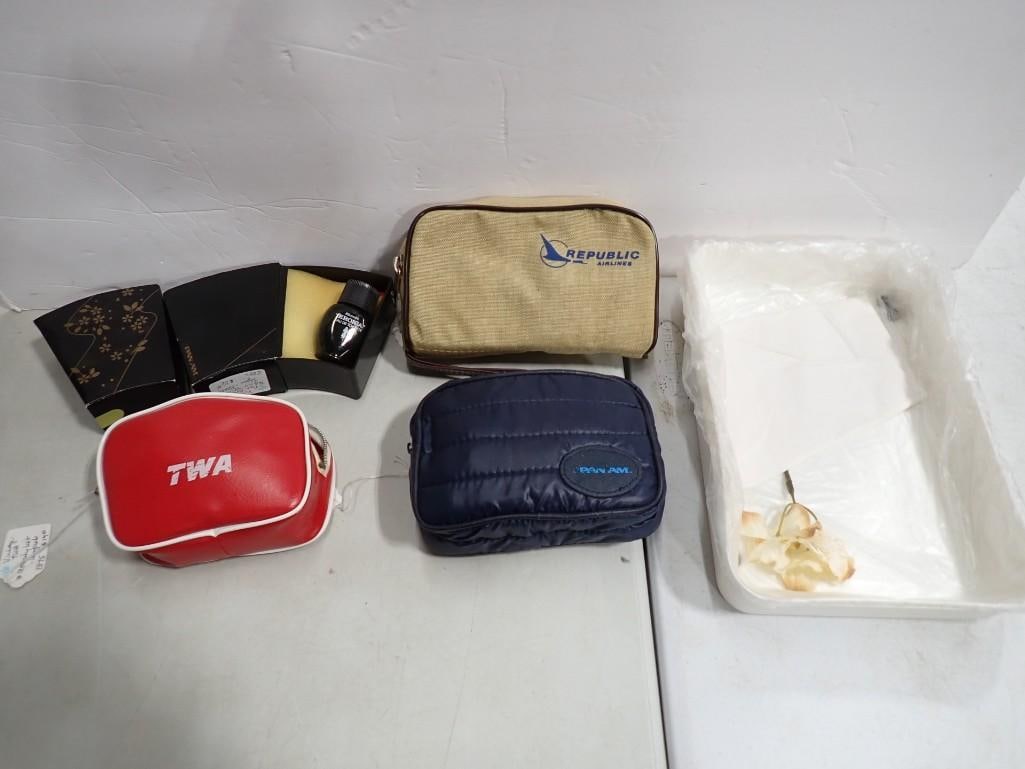 Vintage Airlines Travel Bags including TWA, Republic Airlines, Pan Am, etc.: Vintage Airlines Travel Bags including TWA, Republic Airlines, Pan Am, etc. All pictures are considered part of the description and should be examined carefully by bidders. Live Auctioneers is now off