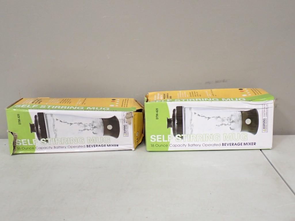 Two new in Package Self Stirring Mugs: Two new in Package Self Stirring Mugs All pictures are considered part of the description and should be examined carefully by bidders. Live Auctioneers is now offering Live Shipping through them. This