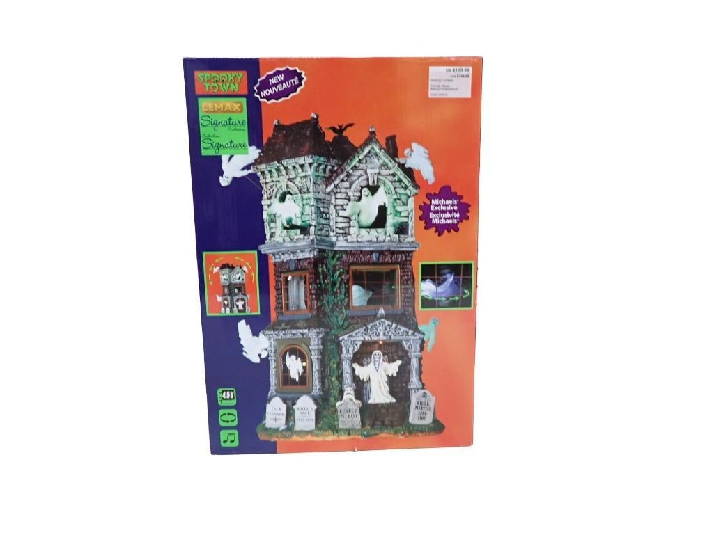 Lemax Spooky Town Ghostly Manor Michael's Exclusive Signature Collection in Original Box: Lemax Spooky Town Ghostly Manor Michael's Exclusive Signature Collection in Original Box Halloween Village Building All pictures are considered part of the description and should be examined caref
