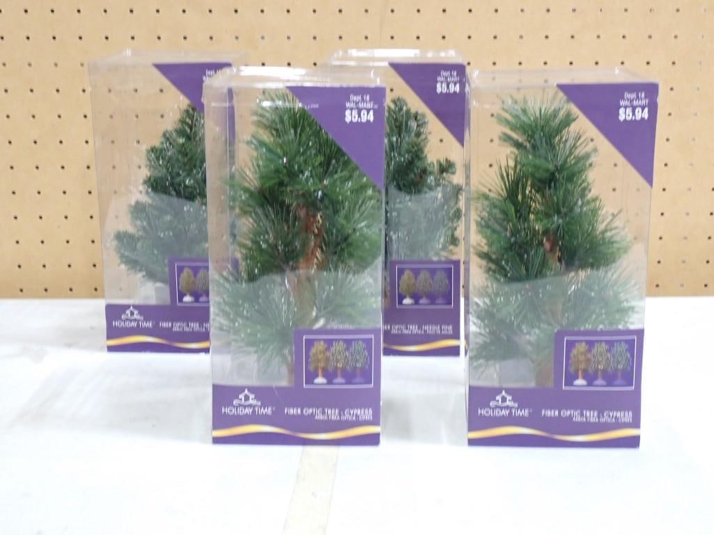 4 Holiday Time Fiber Optic Trees Christmas Village Accessories New in Package (1 of 5)