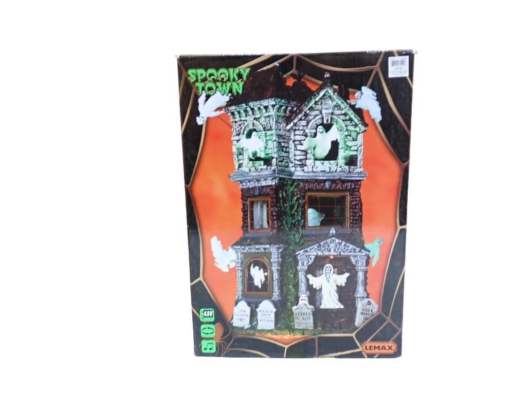 Lemax Spooky Town Ghostly Manor RETIRED Halloween Village Building in Original Box: Lemax Spooky Town Ghostly Manor RETIRED Halloween Village Building in Original Box All pictures are considered part of the description and should be examined carefully by bidders. Live Auctioneers is 