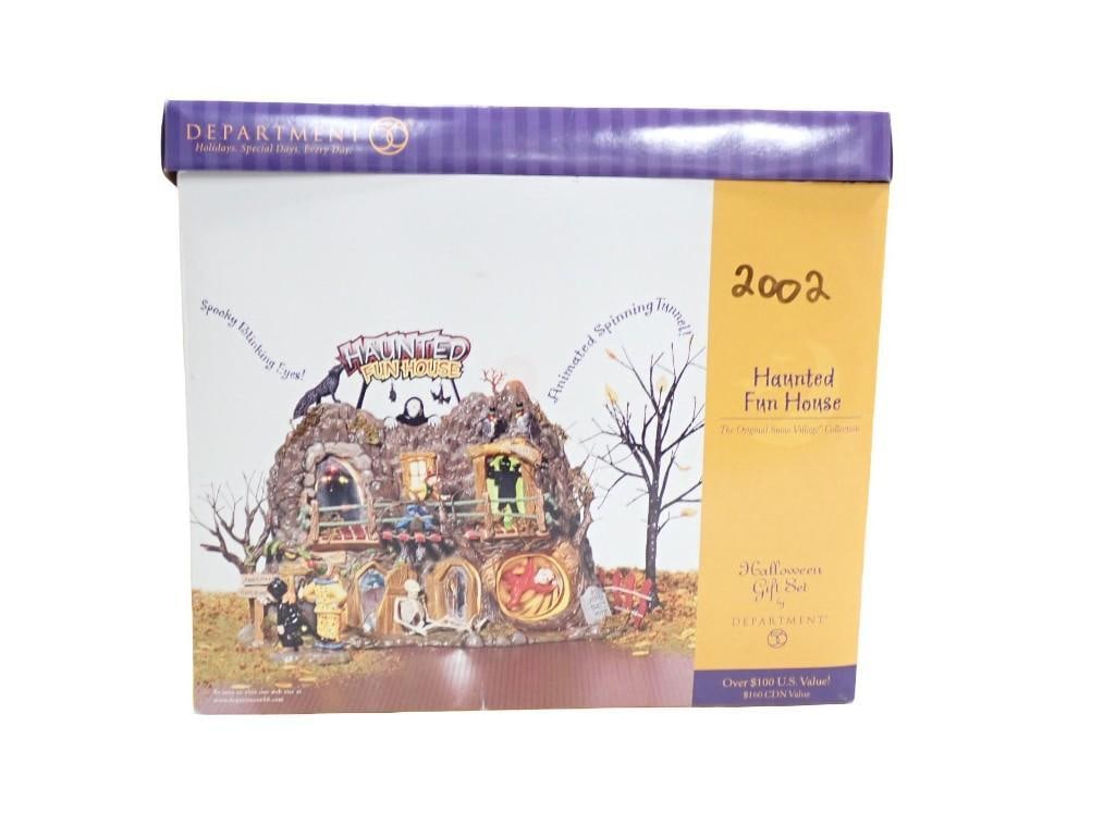 Dept 56 Haunted Fun House Halloween Gift Set in Original Box RETIRED: Department 56 Haunted Fun House Halloween Gift Set in Original Box RETIRED All pictures are considered part of the description and should be examined carefully by bidders. Live Auctioneers is now