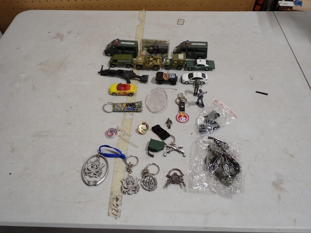 Military / Toys / Smalls Lot including Die-Cast Vehicles, Key Chains, Accessories, Soldiers, etc (1 of 7)