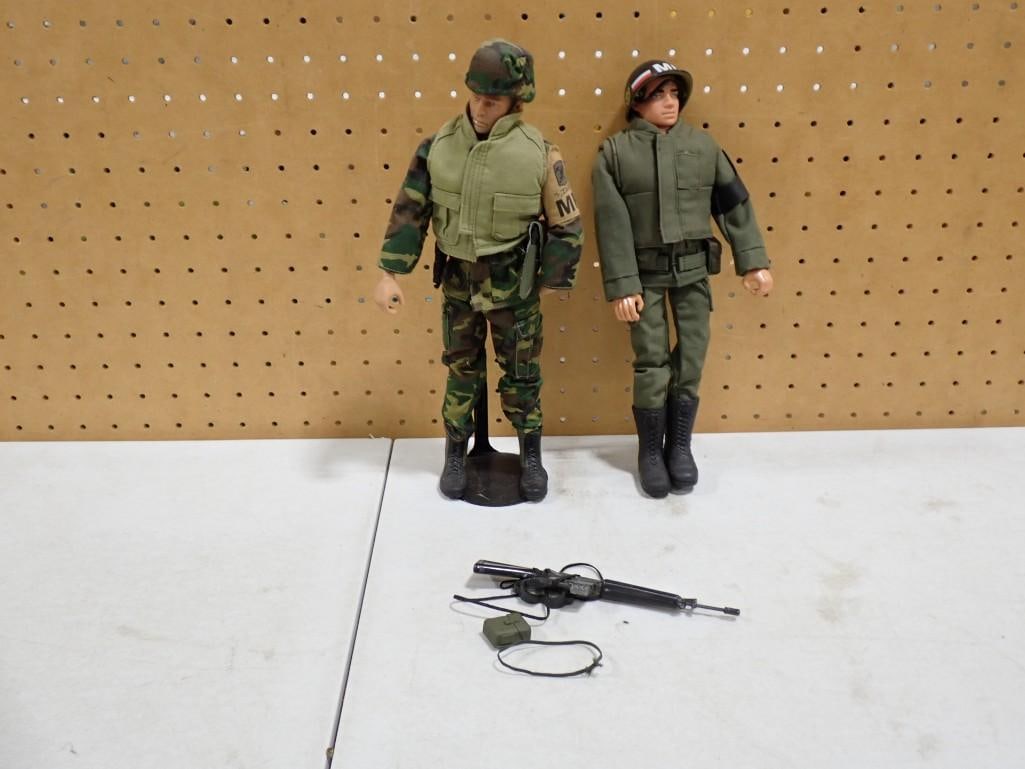 Two 12" GI Joe Action Figures - one with a stand: Two 12" GI Joe Action Figures - one with a stand All pictures are considered part of the description and should be examined carefully by bidders. Live Auctioneers is now offering Live Shipping thr