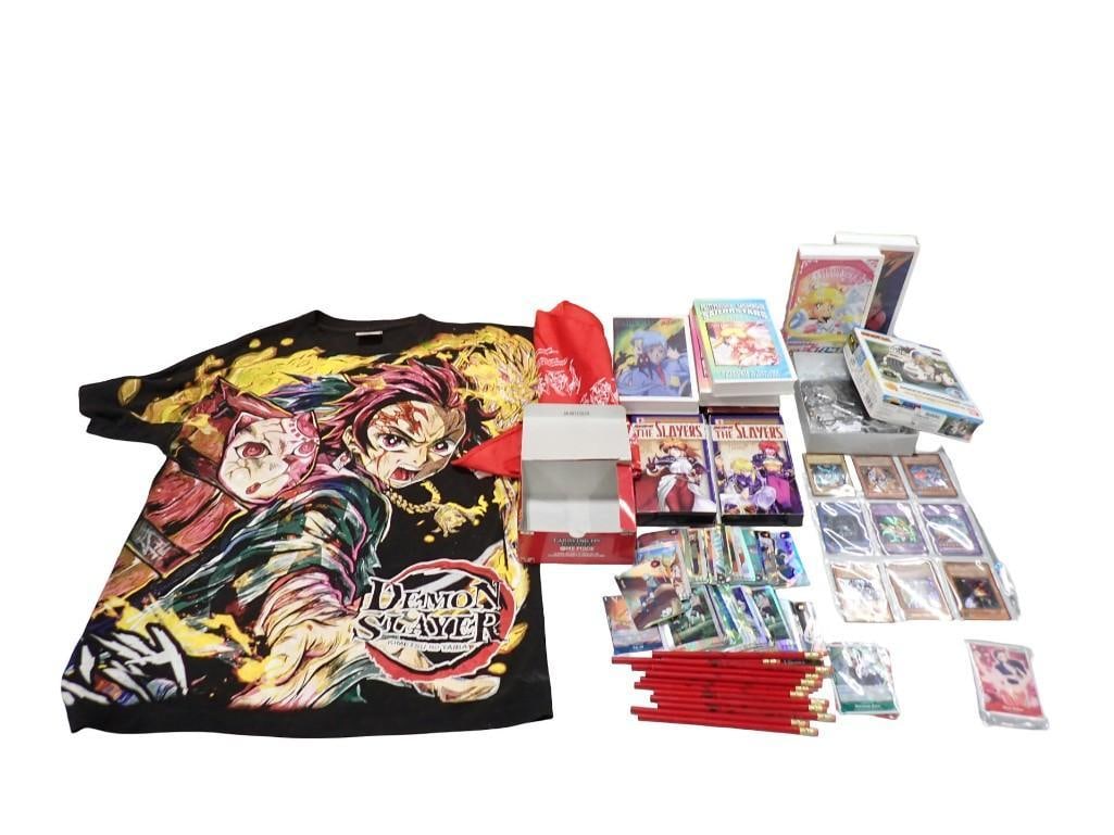 Demon Slayer Kimetsu No Yaiba Japanese Manga Lot including T-Shirt, Trading Cards, etc: Demon Slayer Kimetsu No Yaiba Japanese Manga Lot including T-Shirt, Trading Cards, etc All pictures are considered part of the description and should be examined carefully by bidders. Live Auctioneers