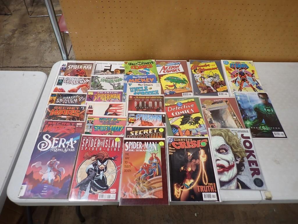 Comic Books including Vintage, Spider-Man, Walt Disney, Secret Wars, Action Comics, Joker, New Titan (1 of 12)