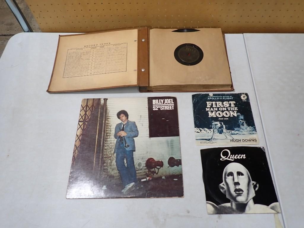 Vinyl and 78 RPM Record Lot including Billy Joel, Queen, First Man on the Moon Apollo 11, Decca (1 of 11)