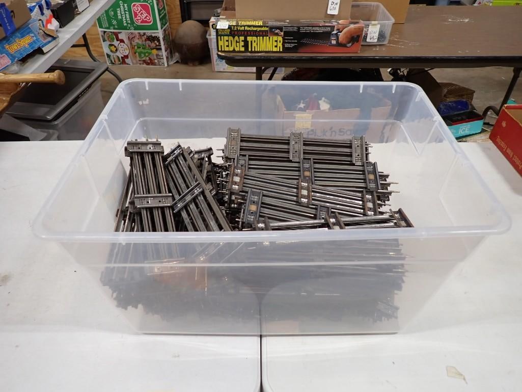 Bin full of O Scale Model Train Tracks: Bin full of O Scale Model Train Tracks All pictures are considered part of the description and should be examined carefully by bidders. Live Auctioneers is now offering Live Shipping through them. Thi