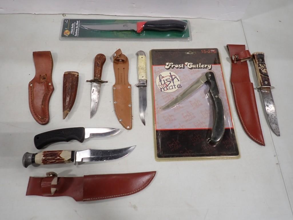 Knife Lot including Folding, Pocket, Knives with Sheaths, Vintage, New in Package etc. (1 of 14)
