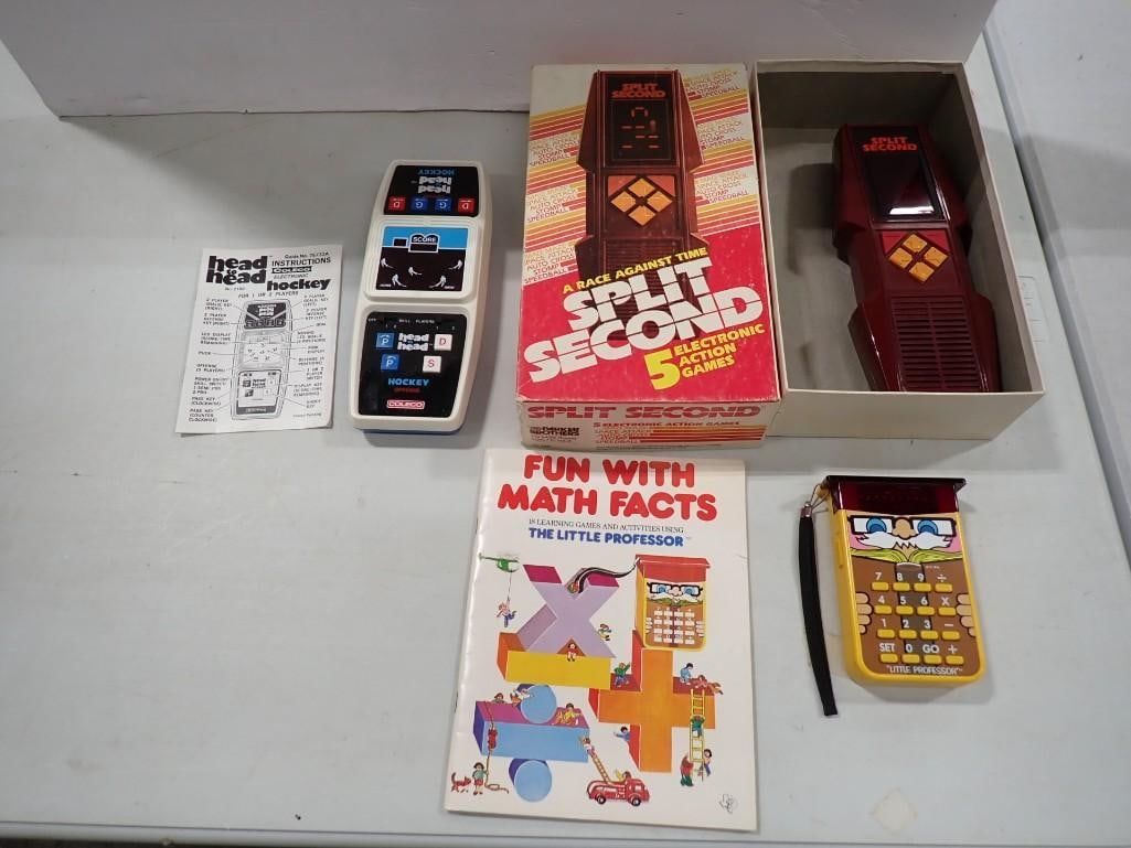 Vintage Handheld Electronics Games - Parker Bros Split Second, Head to Head Hockey, Little Professor: Vintage Handheld Electronics Games - Parker Bros Split Second, Head to Head Hockey, Little Professor All pictures are considered part of the description and should be examined carefully by bidders. Li