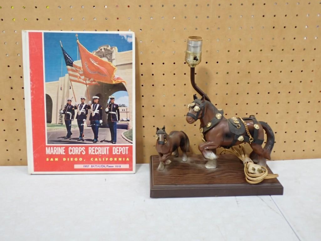 US Marine Corps Bootcamp Yearbook and a Vintage Gilbert MCM Clydesdale Horses Desk Lamp (1 of 7)