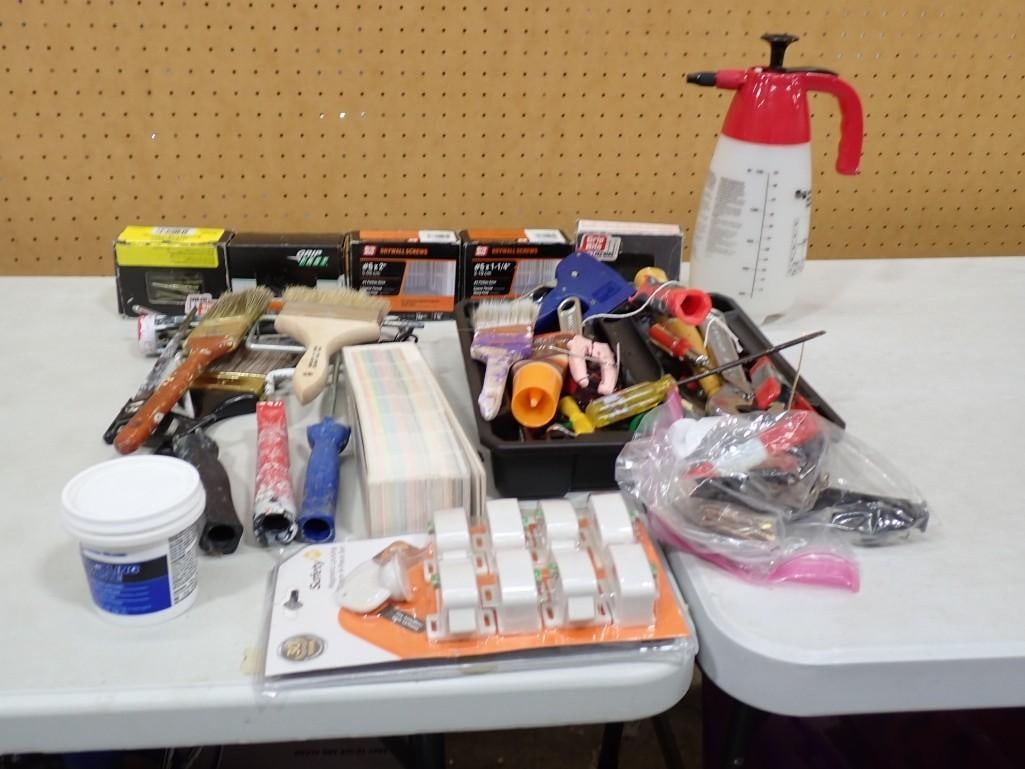 Hardware / Painting Lot including brushes, swatches, screws, tools, etc. (1 of 9)